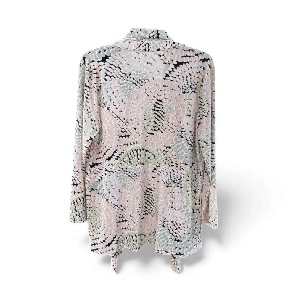 Kasper Stylish Pink and Gray Patterned Cardigan size large drape - Picture 2 of 6